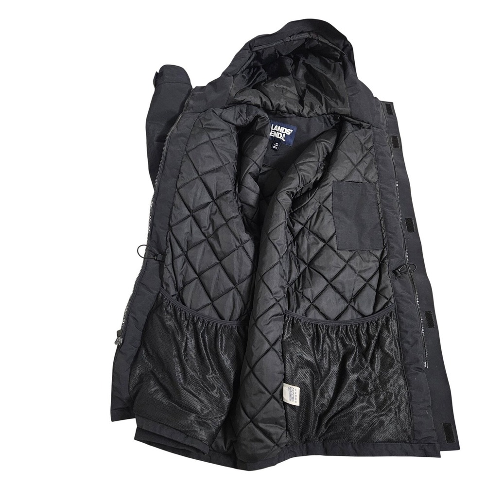 Lands End Black Hooded Parka Winter Minimalist Gorpcore Utility Insulated Mens M - Picture 3 of 9